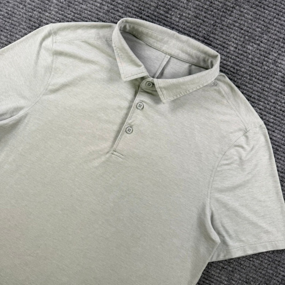 Lululemon Evolution Polo Shirt Men Medium Heather Sage Green Short Sleeve No Tag